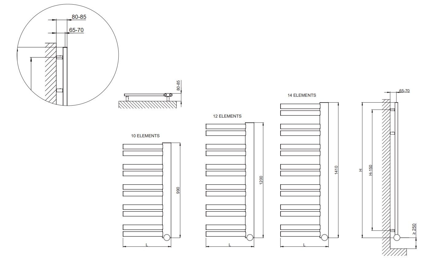 Настенный полотенцесушитель из углеродистой стали Cordivari Design Neo Design ARCH-00019128 - Вид №2