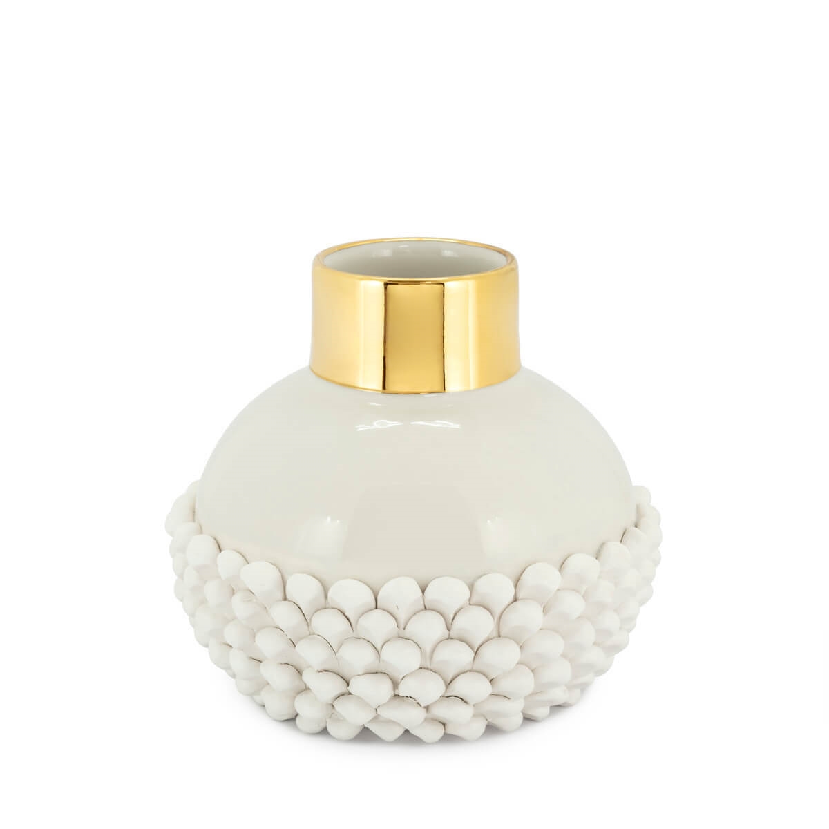 201036-18 ABHIKA ВАЗА ИМПЕРО КРУГЛАЯ WHITE/GOLD 