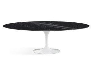 Овальный стол с мраморной столешницей и алюминиевым основанием