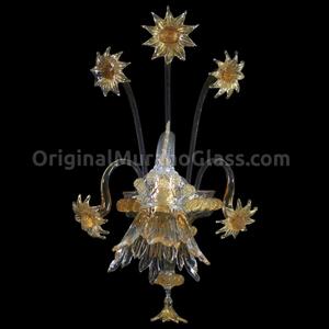1280 ORIGINALMURANOGLASS Настенный светильник Бра Гибискус - Флорал - муранское стекло OMG 20 см