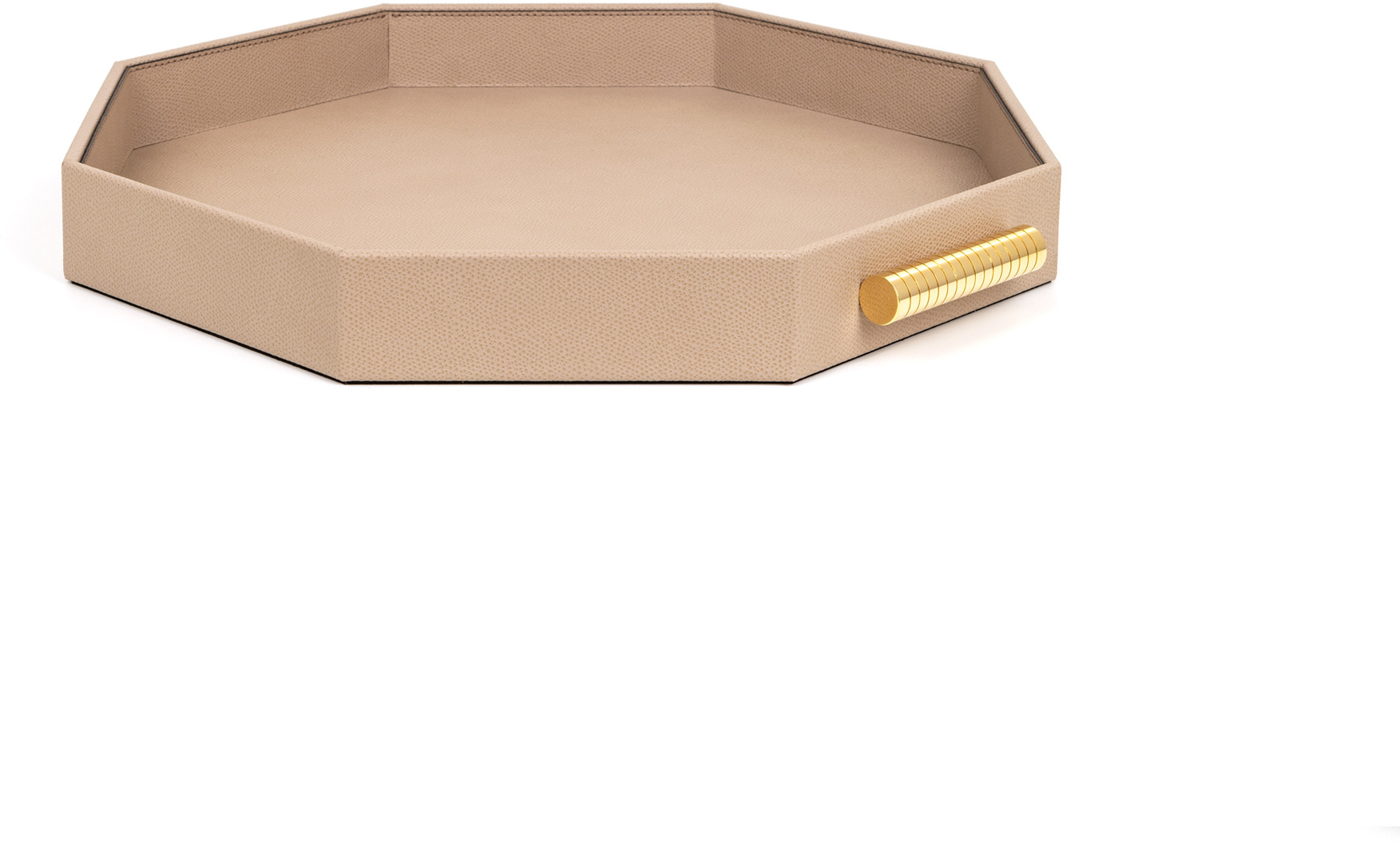 Восьмиугольный поднос Grace - 38X38 см/металл-хром/зернистая кожа_кофе