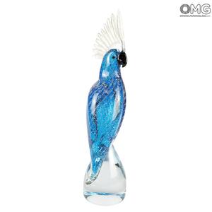 2896 ORIGINALMURANOGLASS Скульптура Синий какаду - попугай - Original Murano Glass OMG 10 см