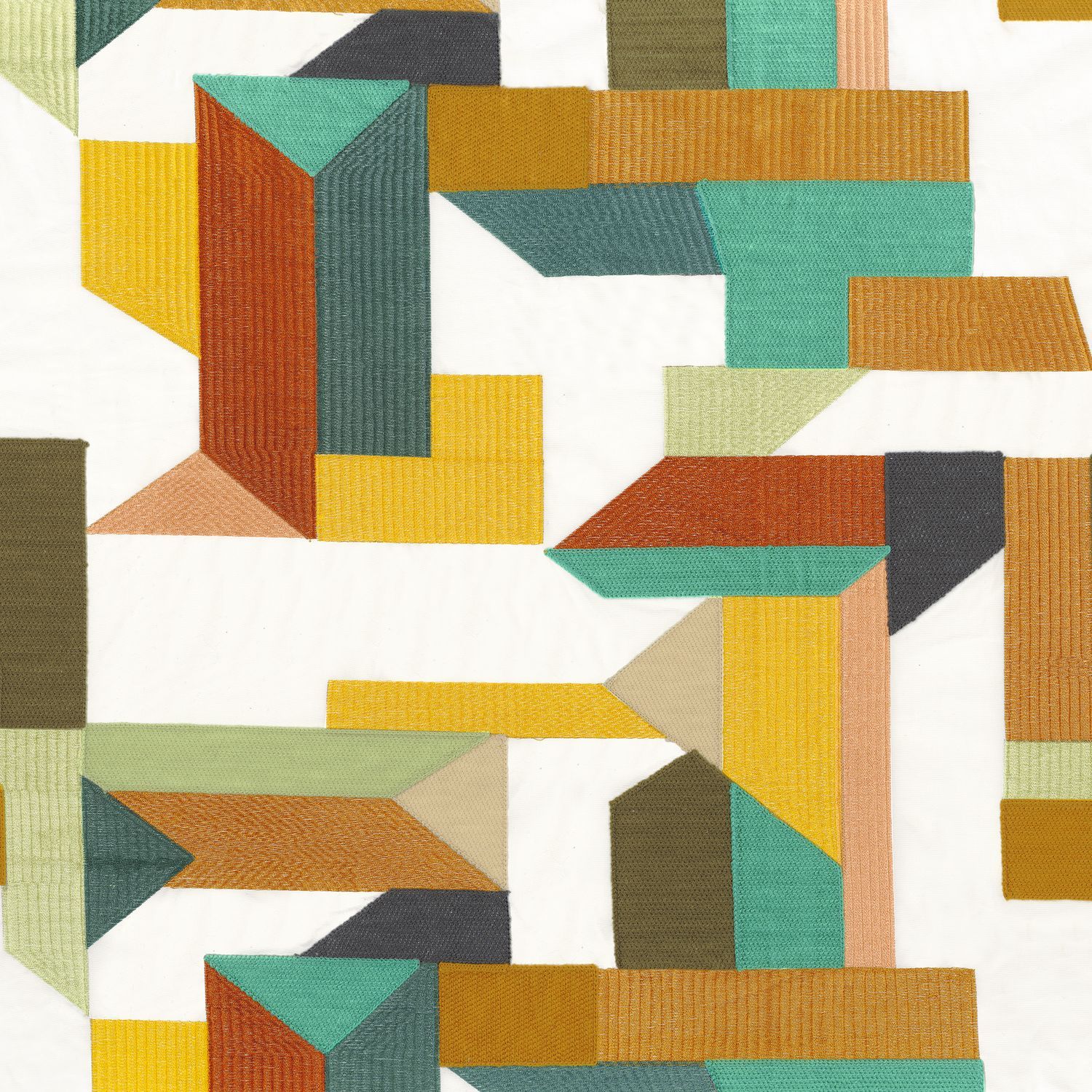 Многоцветная хлопковая вышитая ткань Casamance Polychromie ARCH-00012949 - Вид №5