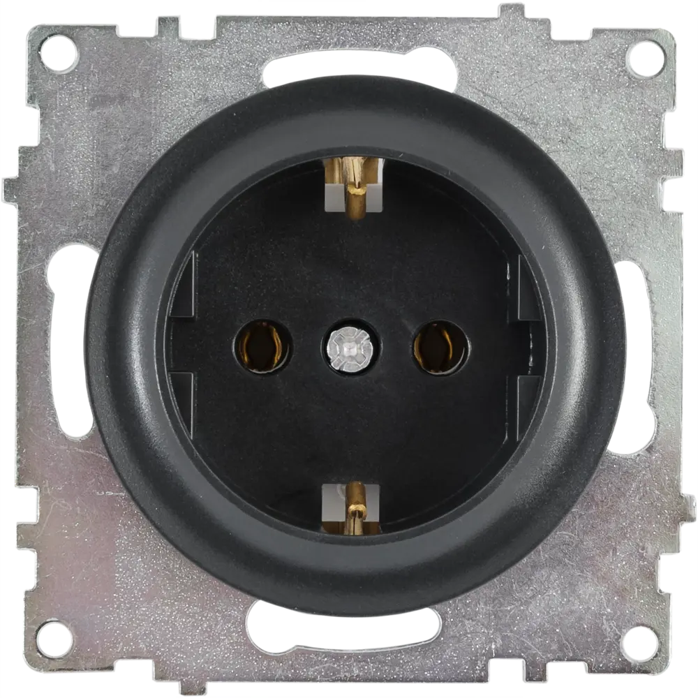 Розетка встраиваемая Onekey Florence с заземлением, цвет чёрный ONEKEYELECTRO STLM-2067996