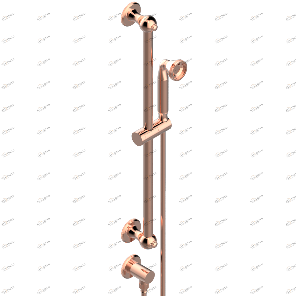 A54-58 Душ ручной стильный встраиваемый в стену, 60 cм штанга, шланг, крючок и патрубок для душа Thg-paris Art Déco Розовое золото A54 58 CAT.F