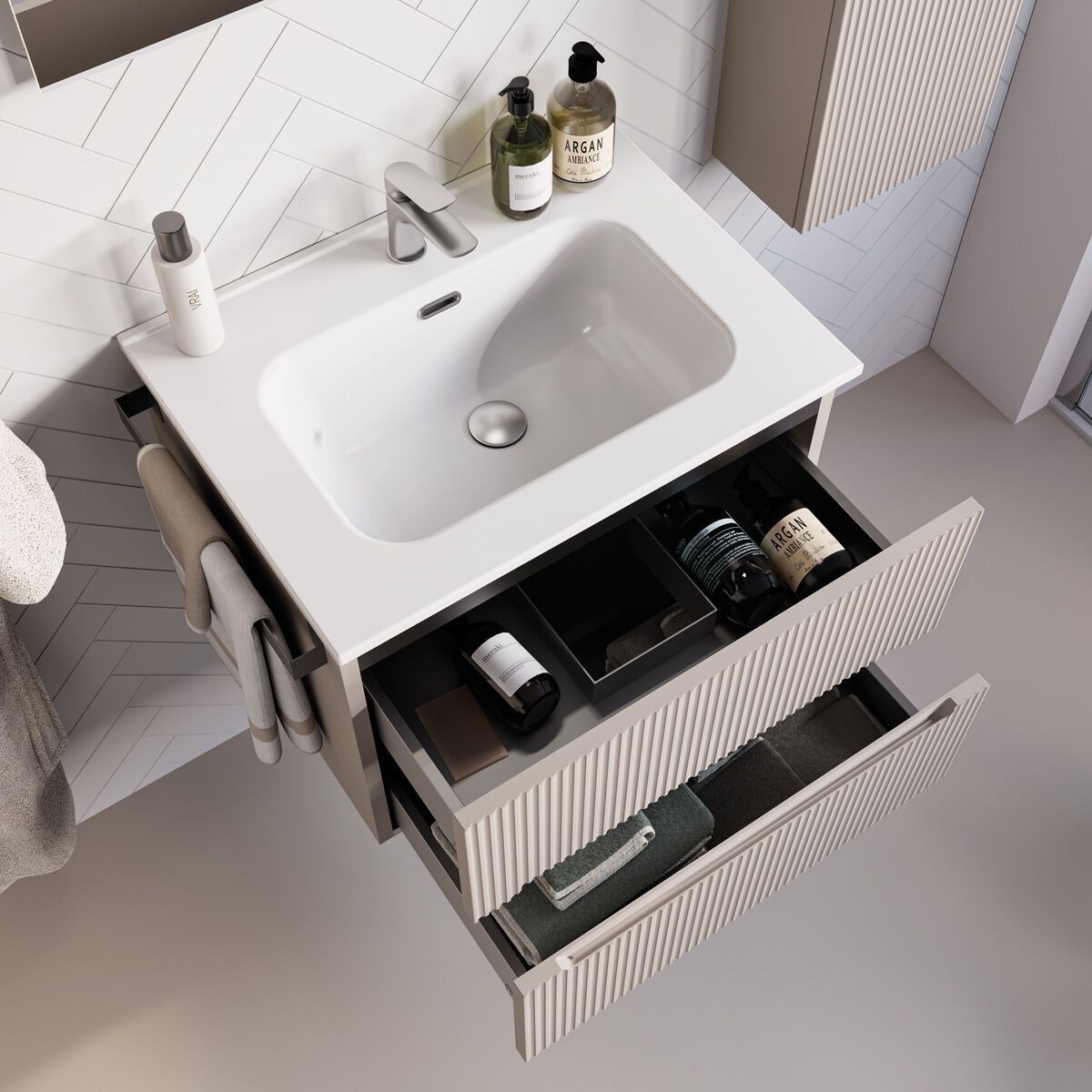 Деревянный подвесной умывальник с держателем для полотенец LEGNOBAGNO Verso ARCH-00046653 - Вид №1