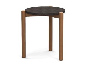 Высокий стол из тикового дерева и столешница из керамогранита