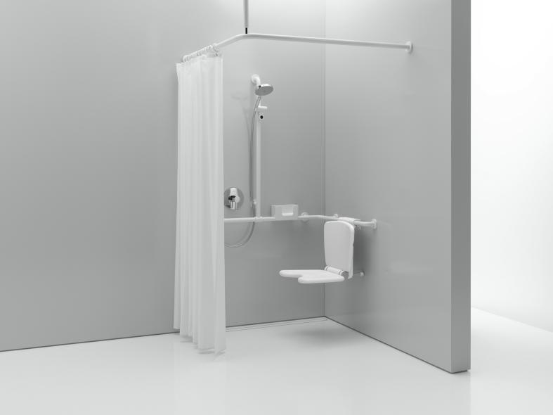 801.34.1462 Карниз с потолочным подвесом и занавеской для душа HEWI Serie 477/801  - Вид №2