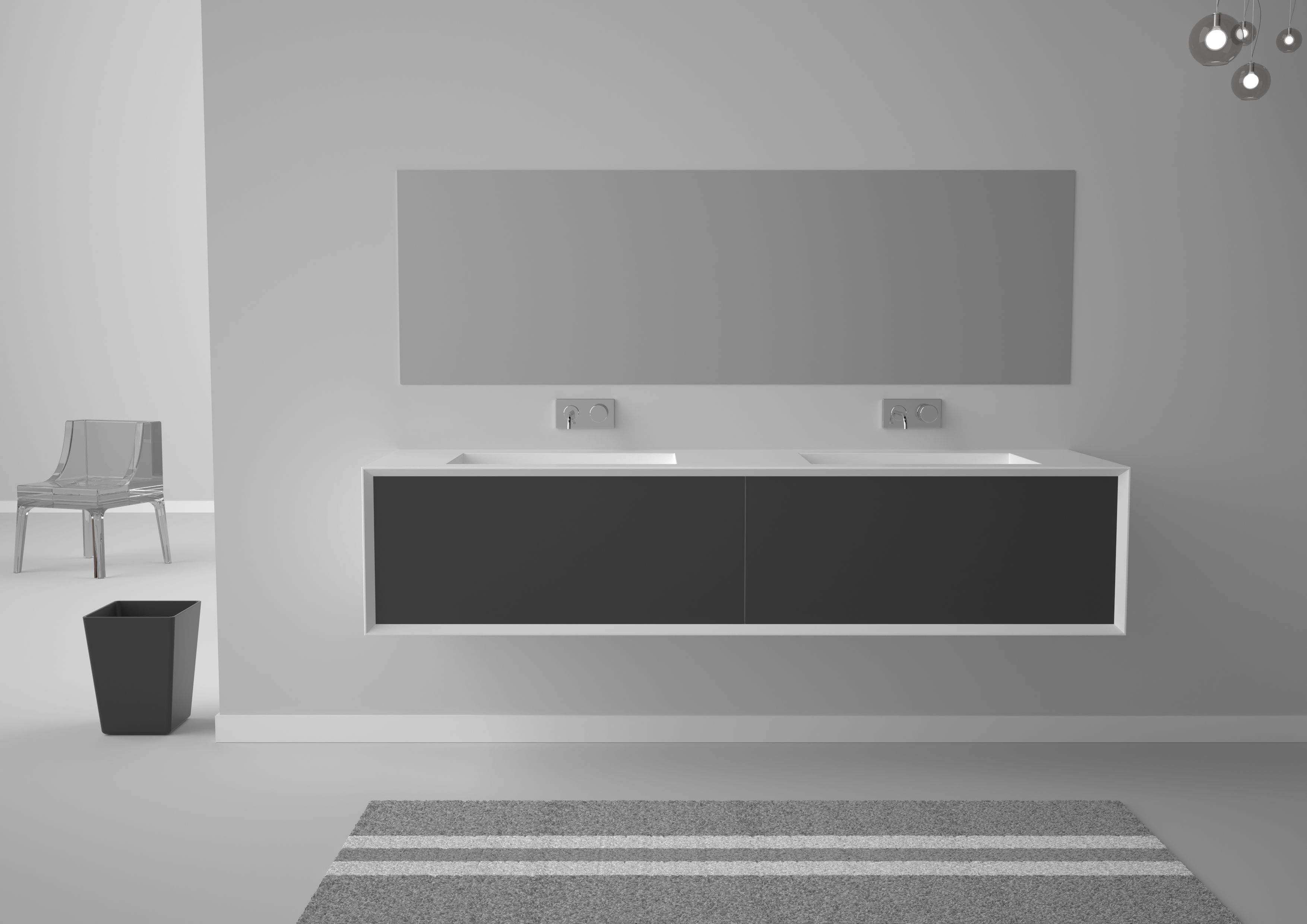 Подвесной шкаф для умывальника из МДФ с 2 раковинами и 2 ящиками GSG Ceramic Design Милан ARCH-00152062 - Вид №3