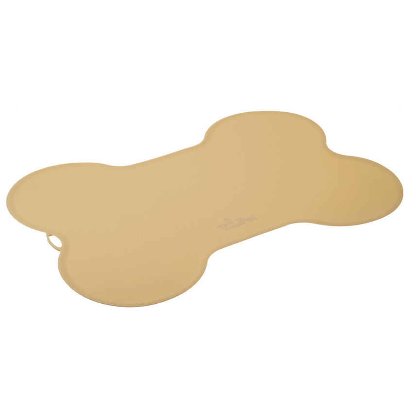 ПР0047683 Коврик под миску силиконовый в форме косточки (бежевый) 52х38см V.I.PET 