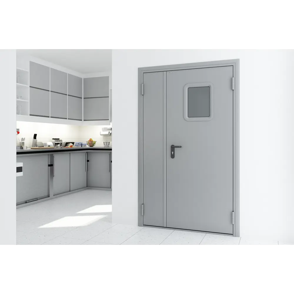 Дверь противопожарная EI60 остекленная 115x205 см правая RAL7035 DOORHAN STLM-2145170 - Вид №3