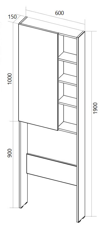 У92548 Шкаф Gaula 60Н 1д.Black 1 Marka Gaula  - Вид №4