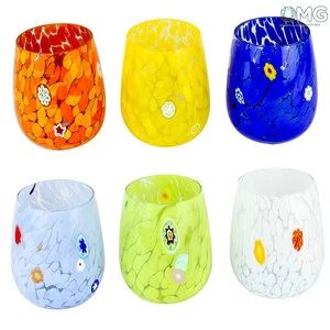 2938 ORIGINALMURANOGLASS Набор из 6 стаканов- Весна - Original Murano Glass OMG 8 см