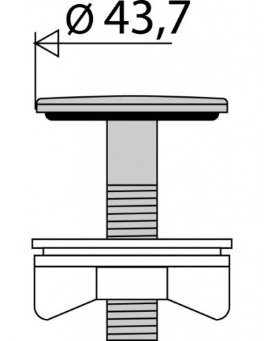 010900 000 00  Винтовая крышка для умывальника, Д. 43 мм, хромированная латунь из двух материалов, арт. 010900 Valentin Хром  - Вид №2