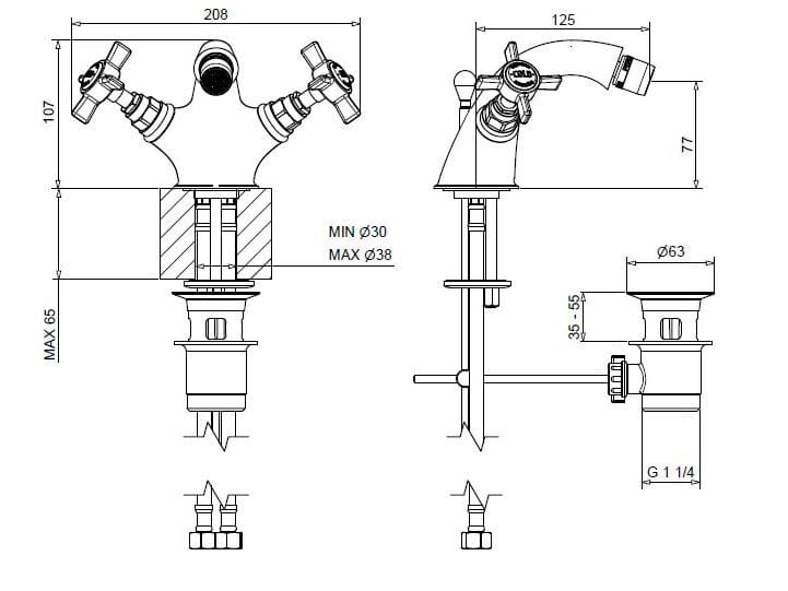 Смеситель для биде из хромированной латуни Bugnatese PRINCETON ARCH-00095553 - Вид №2