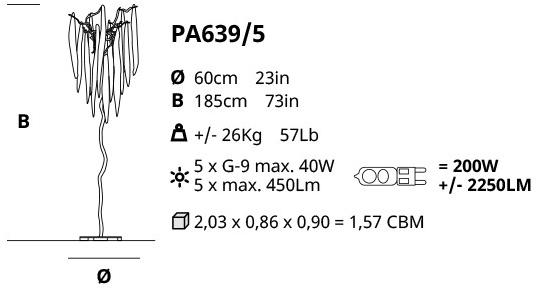 Serip Торшер ручной работы из бронзы Waterfall Pa639/5 - Вид №1