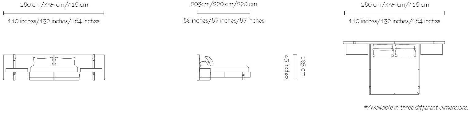 MORADA Двуспальная кровать из кожи со встроенными прикроватными тумбочками Bond Bond imperial bed - Вид №3
