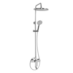 GFmark - Смеситель + стойка душевая "тропический душ" с двумя лейками, с БОЛЬШОЙ лейкой 30 см, телескопическая от 840-1200 мм, код: 3067