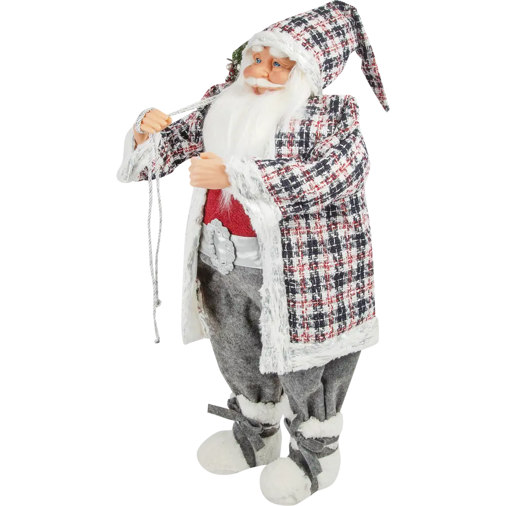 Фигурка декоративная «Дед Мороз шуба в клетку», 80 см, пластик, цвет белый/красный RELANCE STLM-2095317