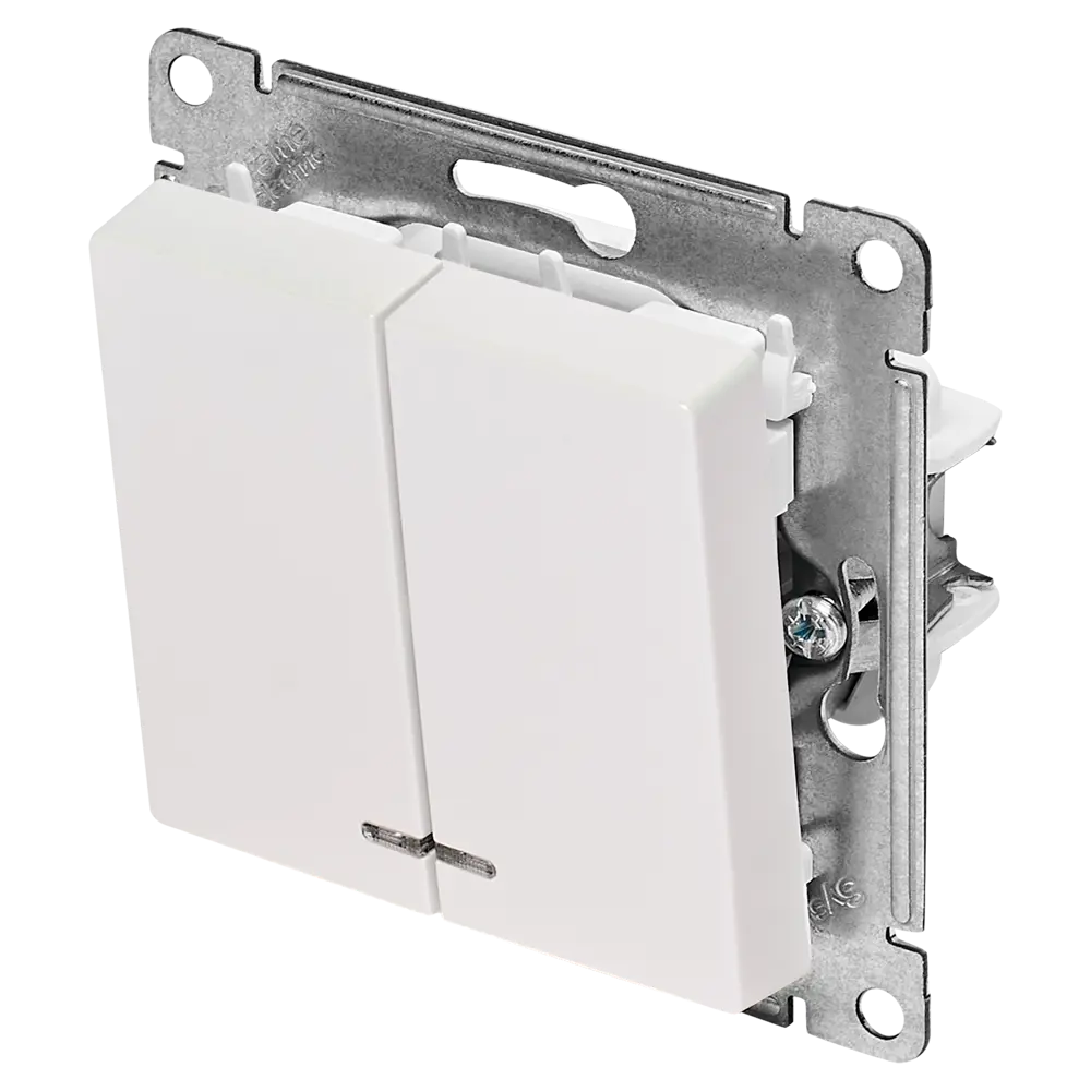 Выключатель встраиваемый Systeme Electric AtlasDesign 2 клавиши с подсветкой цвет жемчужный 89457370 STLM-2022575 - Вид №1