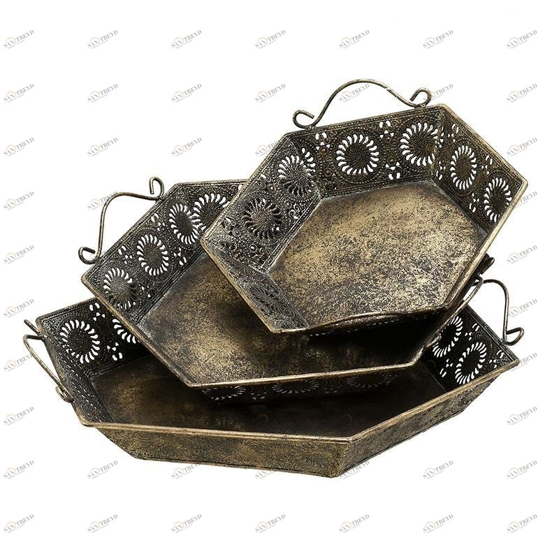 Поднос черно-золотой, набор 3 штуки Sparkle Spangle TO4ROOMS SPARKLE SPANGLE 00-3893838 Черный 