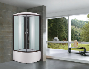 Душевая кабина NG- 6709-14 (1000х1000х2150) высокий поддон(45см) стекло ПРОЗРАЧНОЕ черные профиля