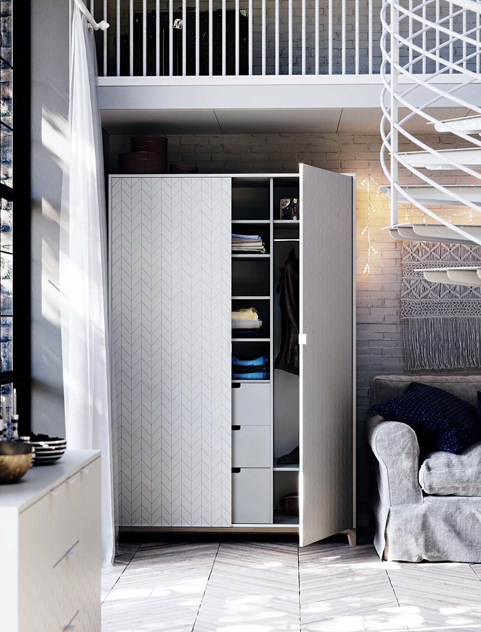 Шкаф распашной двухдверный серо-голубой Case THE IDEA  210351 Голубой  - Вид №3