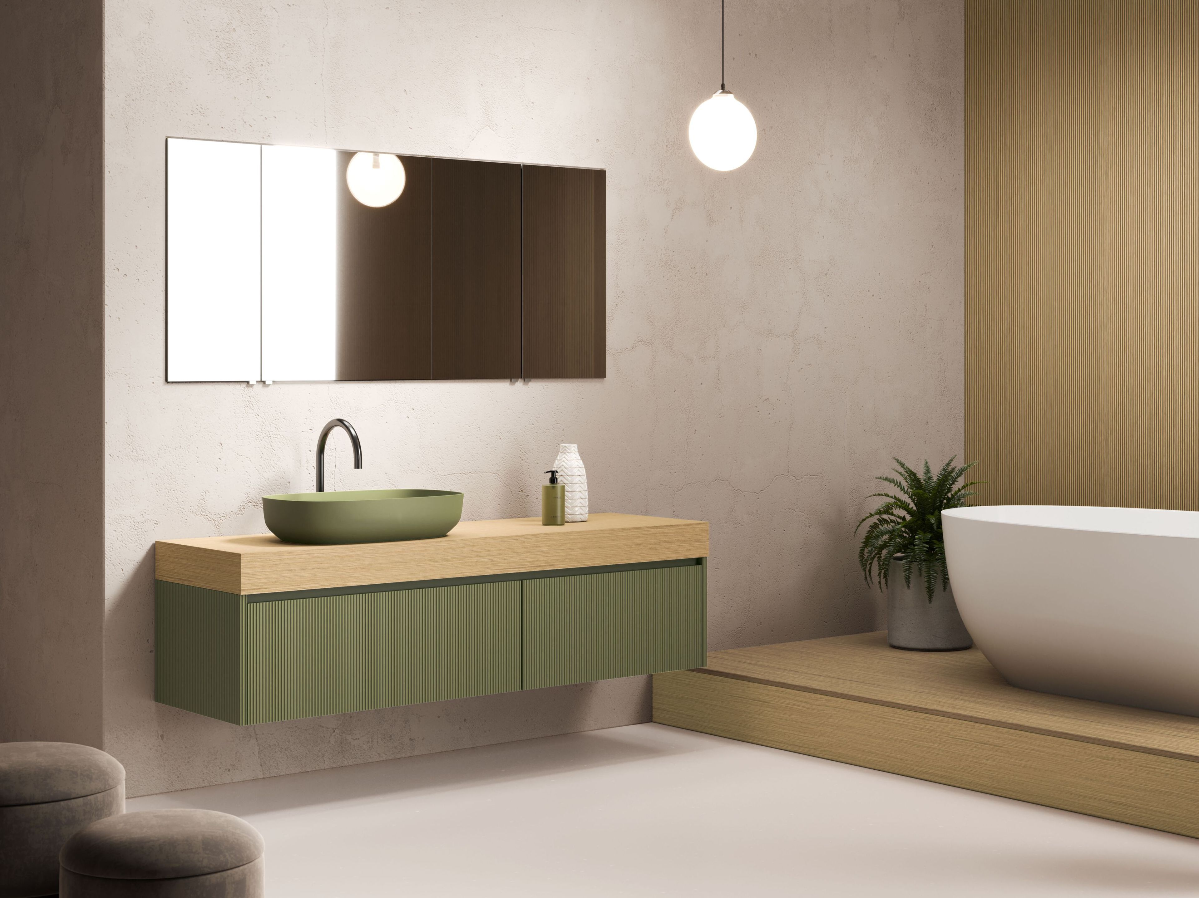 Подвесной умывальник с ящиками Mobiltesino Millerighe Color ARCH-00046448