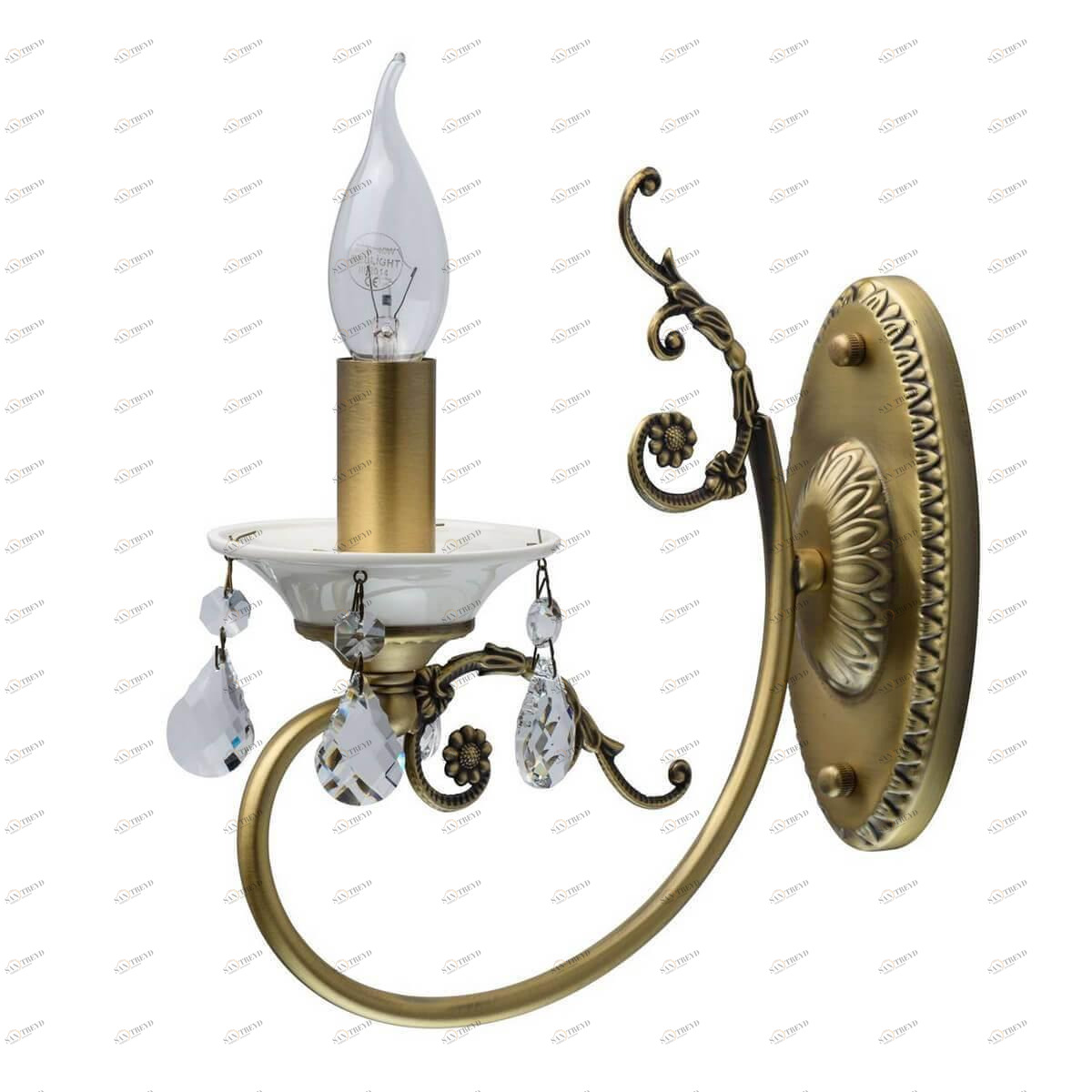 Бра хрустальное золотое "Свеча" 683022301 MW-LIGHT СВЕЧА 00-3929543 Золото;прозрачный 