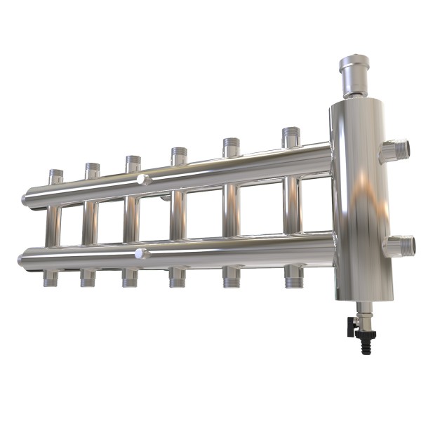 Купить Распределительный коллектор с гидрострелкой 120 кВт, 7 контуров Прокситерм GSK407 - Вид №2
