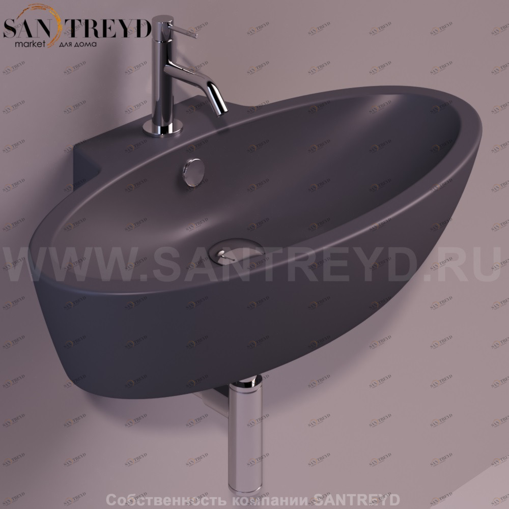 LFT34ANTRACITEMATT Подвесная раковина настенная овальная Simas LFT Spazio черная