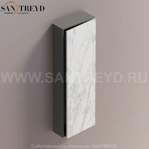 LIFT Модульный шкаф 120 см с правой дверью на доводчиках. Модули могут располагаться горизонтально и вертикально. Отделка: темно-серая краска и белый мрамор. AMOB054MCLGDX