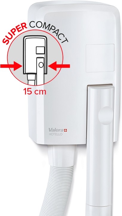 Valera Hotello BLDC Мод. 832.10 / T - 1500 Вт - Чрезвычайно прочный, компактный и сверхмощный настенный фен для волос со шлангом 58321000 