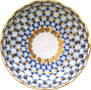 80417 Императорский фарфоровый завод Розетка ИФЗ "Кобальтовая сетка" d10см, ф.Тюльпан Фарфор твердый