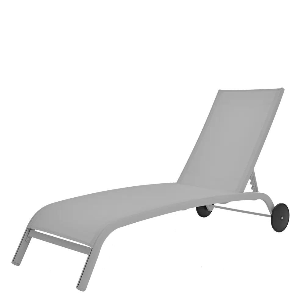 Шезлонг с колесами Naterial Lyra 207х63 см алюминий/ текстиль светло-серый STLM-2149023