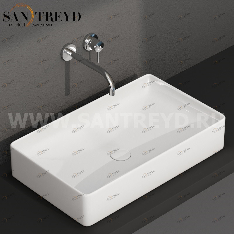 B6R63BI Накладная раковина на столешницу  прямоугольная Ceramica Globo T-EDGE