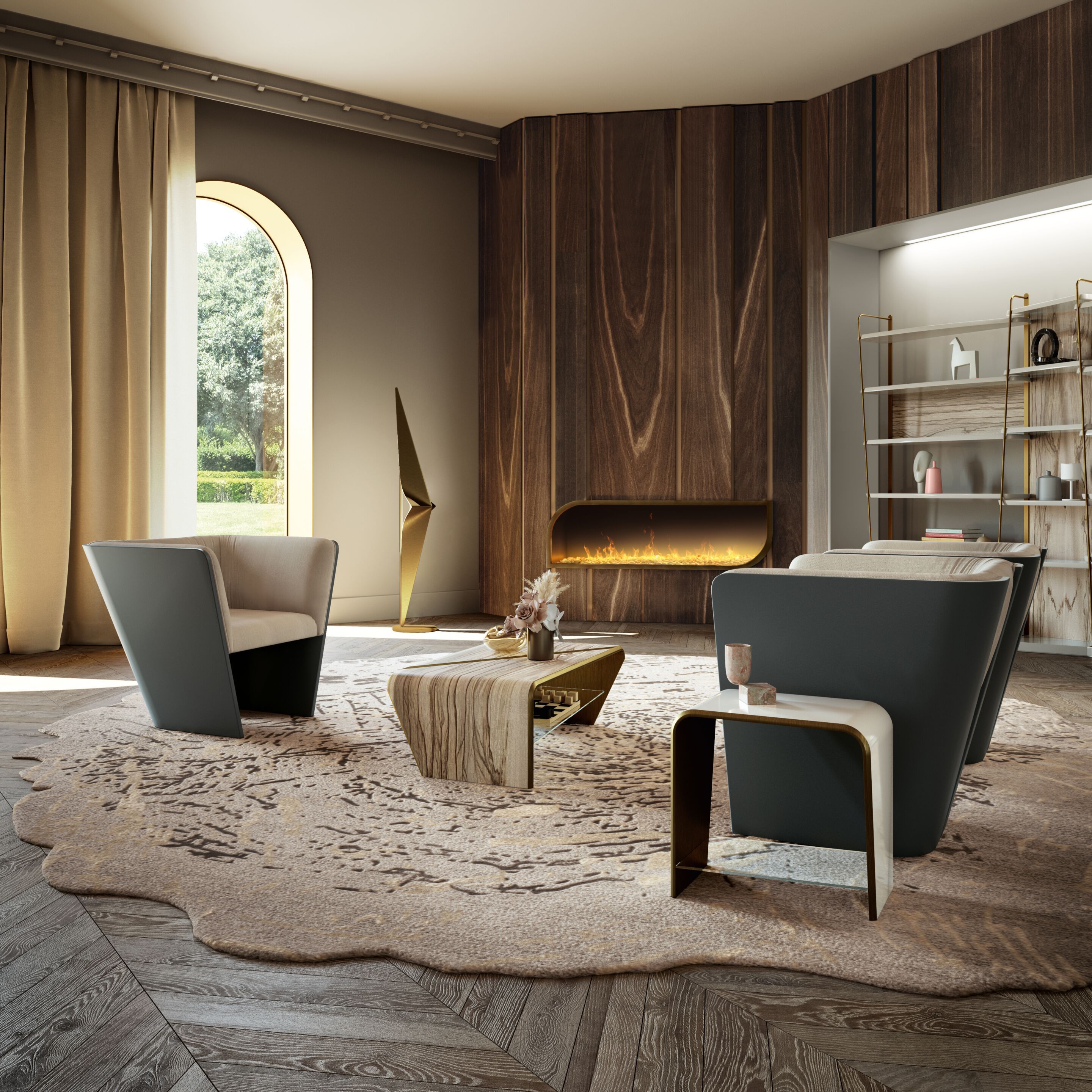 Круглый ковер из шерсти и вискозы Bizzotto Italia Нара ARCH-00147586 - Вид №2