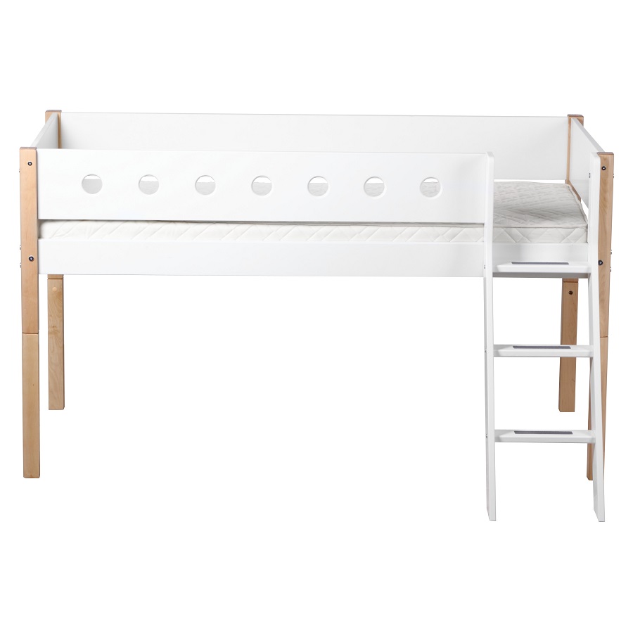 Кровать Flexa White с наклонной лестницей, 190 см, белая лакированная 801731095 - Вид №1