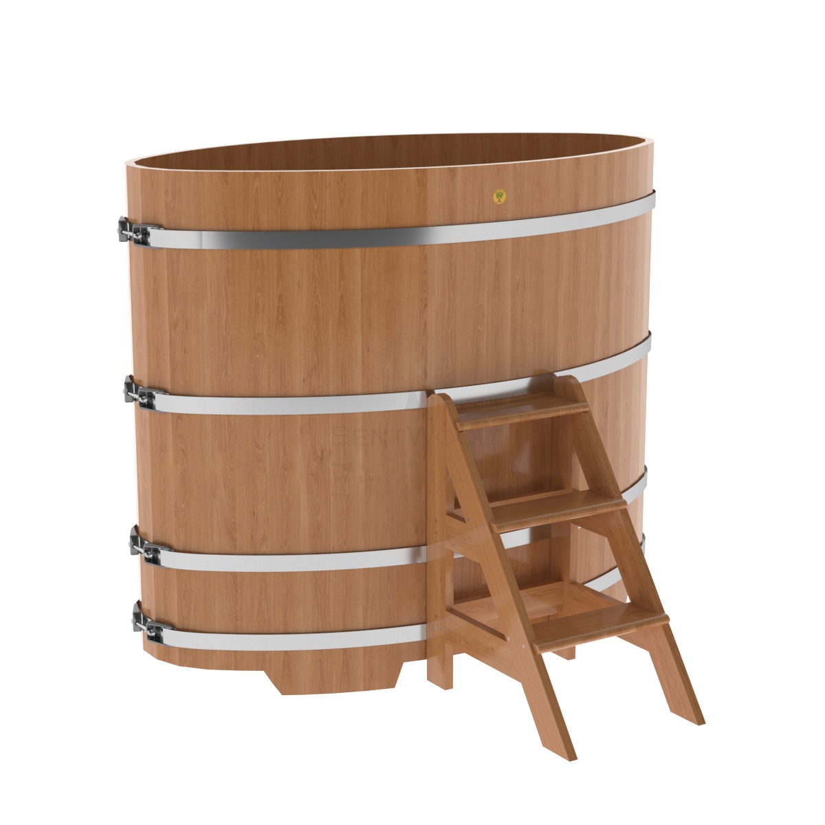 1295 Купель овальная из дуба 0,92х1,66х1,4 натуральная Alyarus 