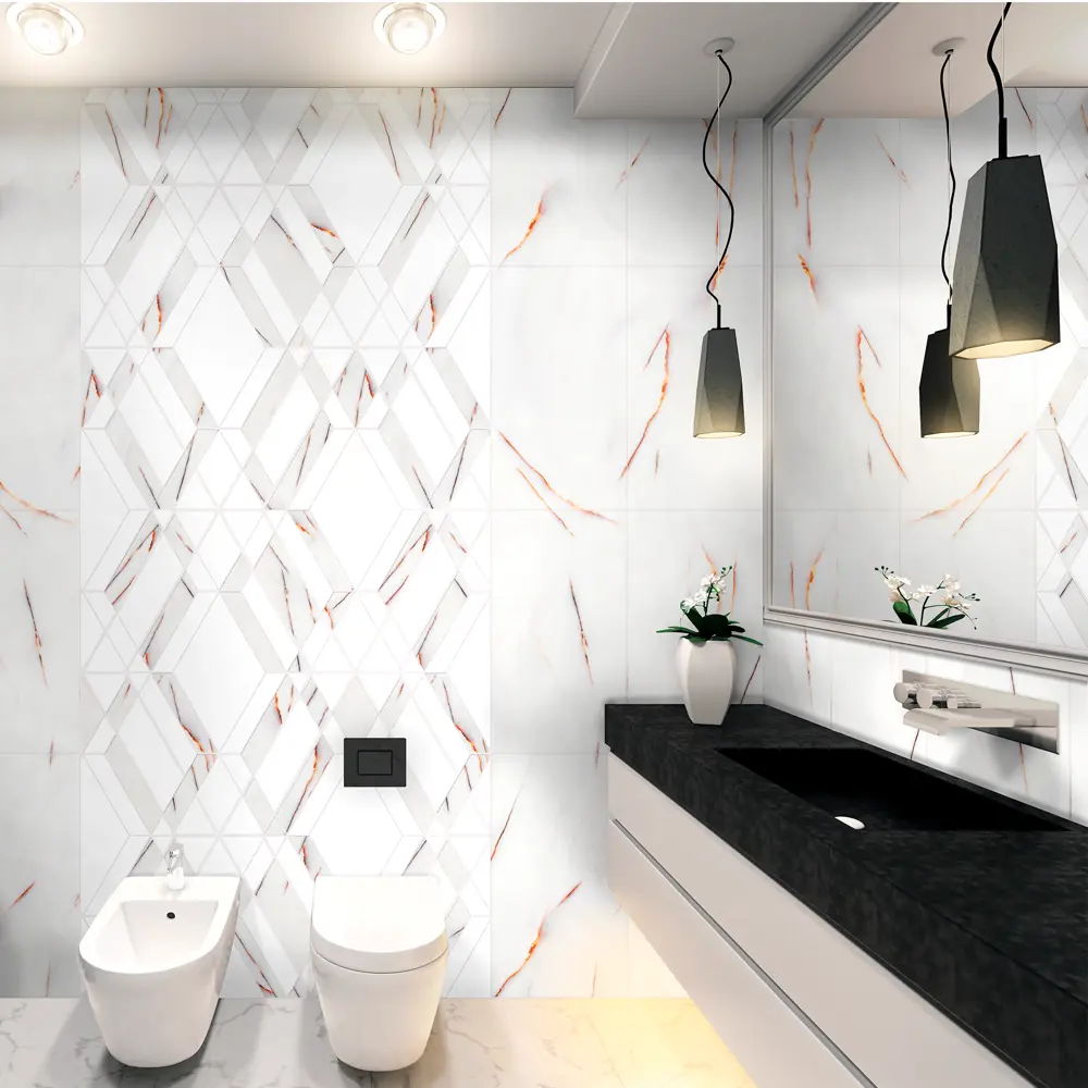 Панель ПВХ Мармара серо-оранжевый 2700x375x8 мм (2 шт.) VENTA STLM-2015744 - Вид №1