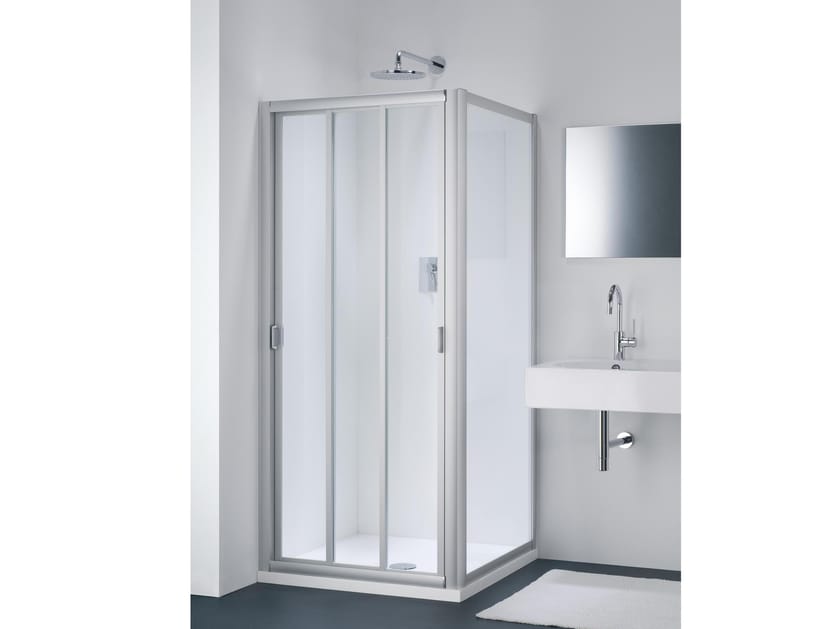 Стеклянная угловая душевая кабина с раздвижной дверью Provex Industrie ARCH-00041531