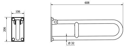 Стальная откидная U-образная ручка для ванной комнаты Thermomat Soft ARCH-00037114 - Вид №2