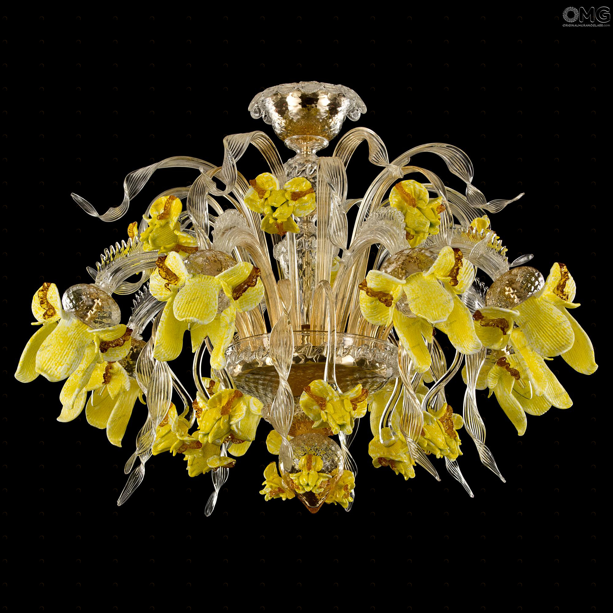 3374 ORIGINALMURANOGLASS Потолочный светильник Жёлтый Ирис - Luxury - муранское стекло OMG  см 