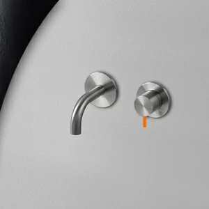 Смеситель для раковины сталь матовая с оранжевой ручкой Toki Radomonte TKI17SCIL24