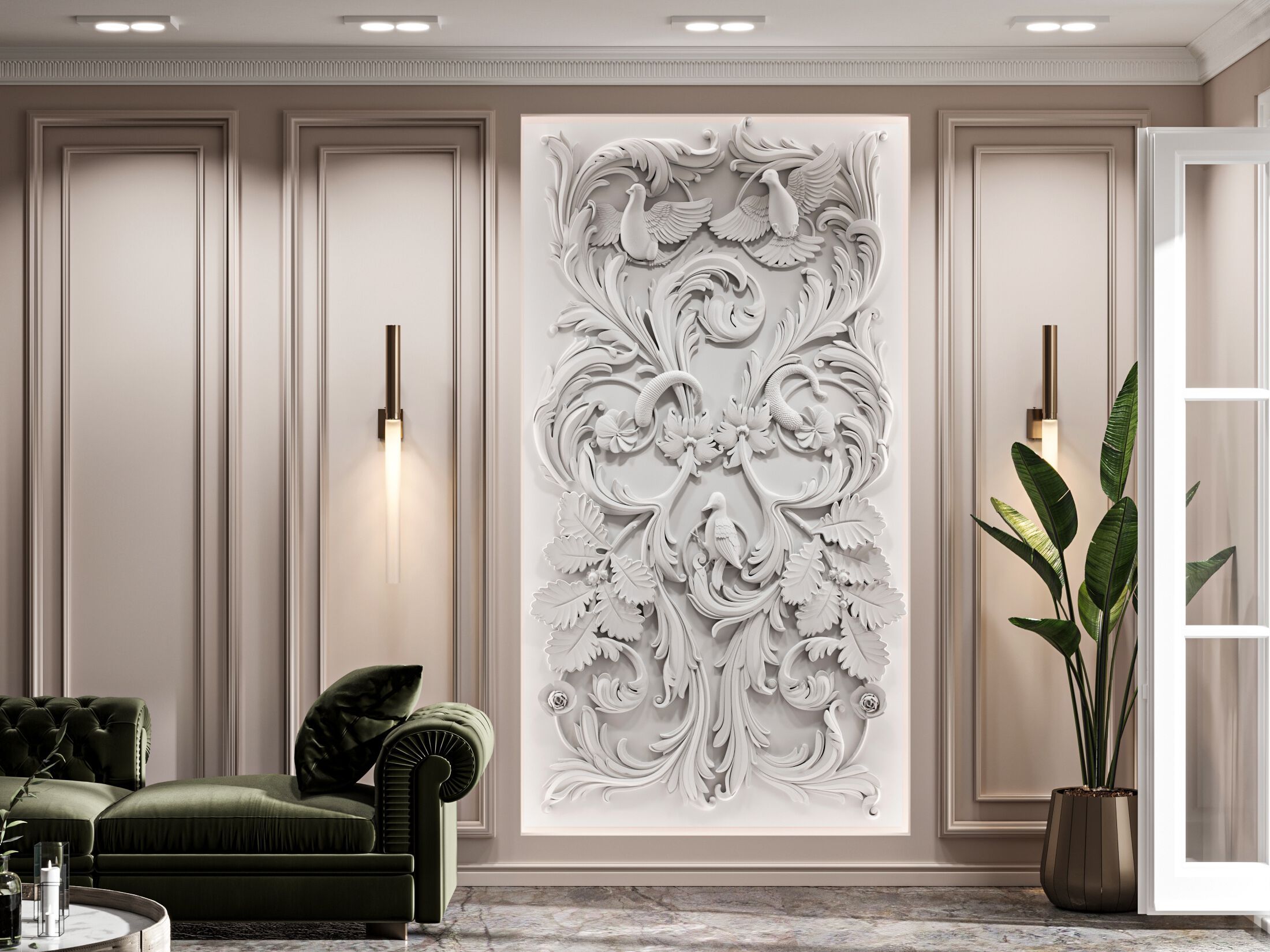 Трехмерная декоративная гипсовая панель WallDeco SYMMETRIC MELODY ARCH-00120200