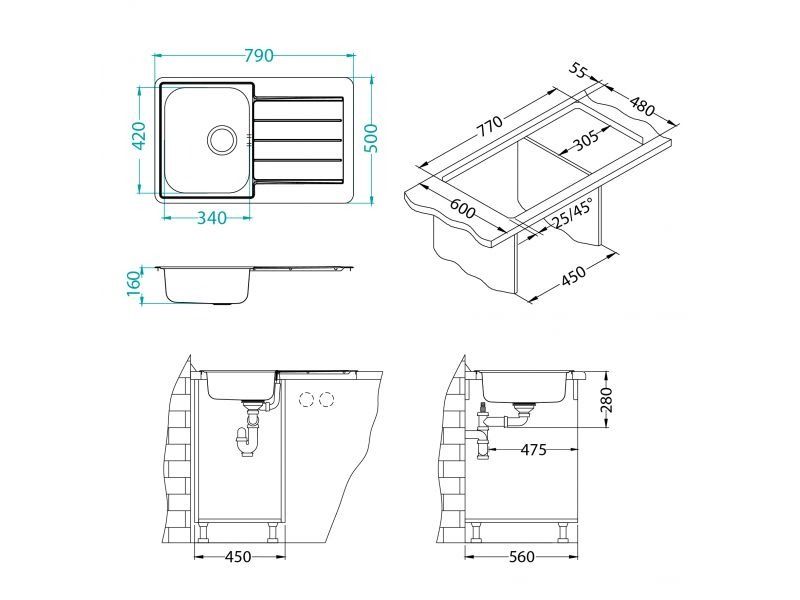 Мойка Alveus Line 80 1066750 - Вид №3