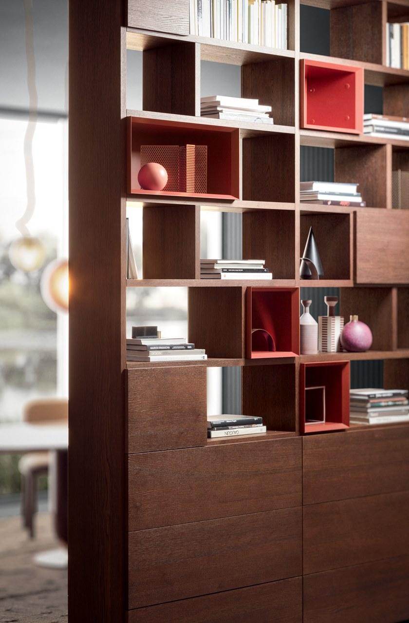 PIANCA Модульный двухсторонний книжный шкаф из дерева Spazioteca sun-id-1468656 - Вид №1