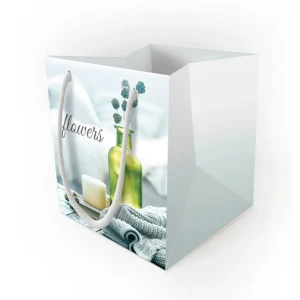 Пакет подарочный Симфония Сухоцветы 13x11x11 см цвет белый