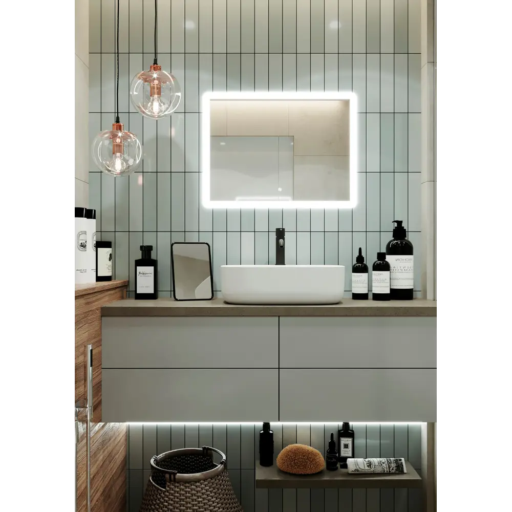 Зеркало для ванной Omega Glass Тип 1 SD34 с подсветкой 60x80 см прямоугольное STLM-2059538 - Вид №1