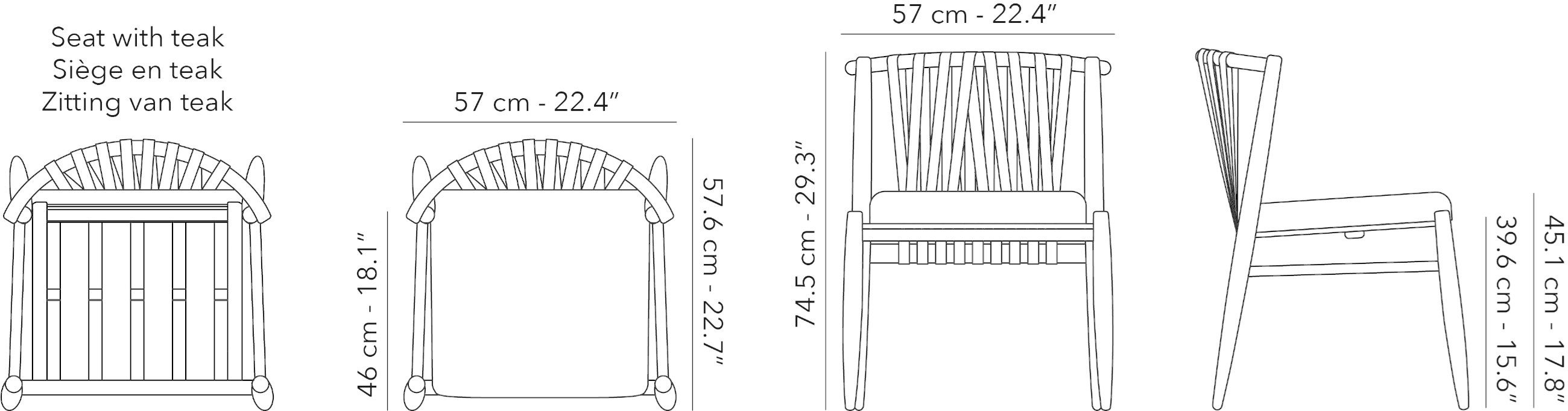 Стул для сада из тикового дерева Jardinico Noa ARCH-00088693 - Вид №4